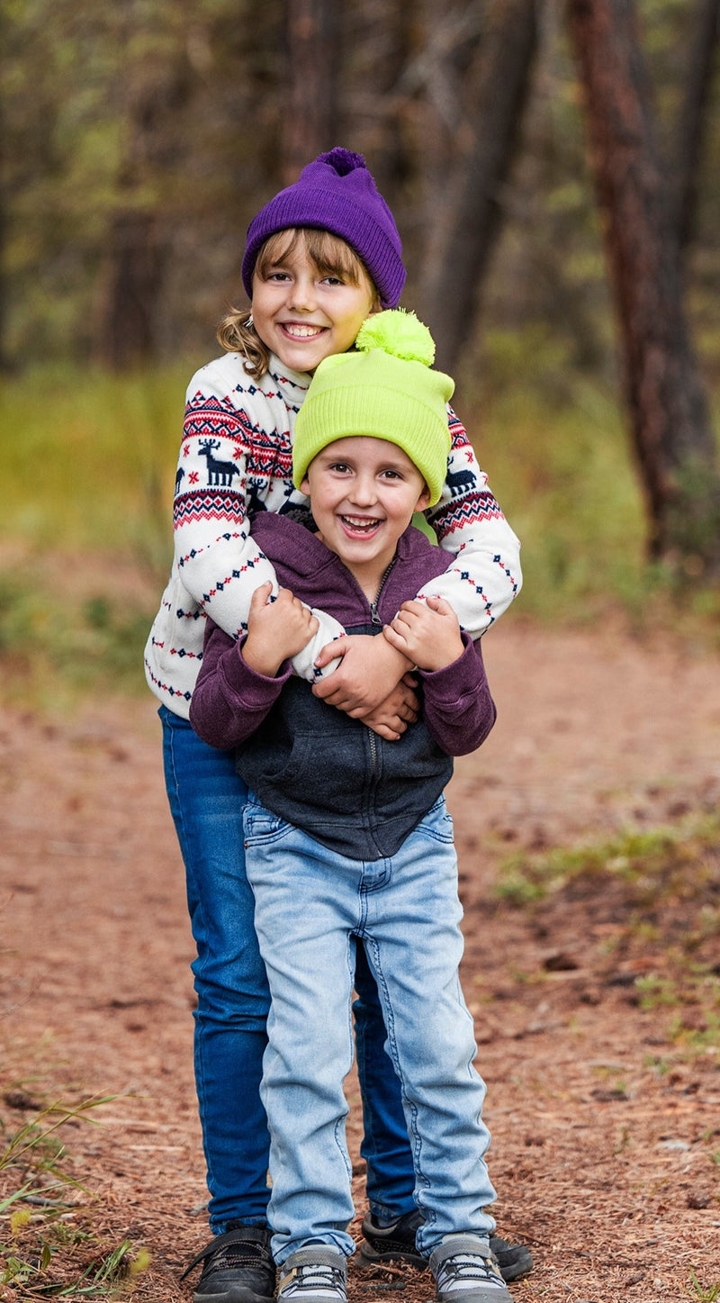 KIDS CANADA-MADE RECYCLED CUFFED POM BEANIE