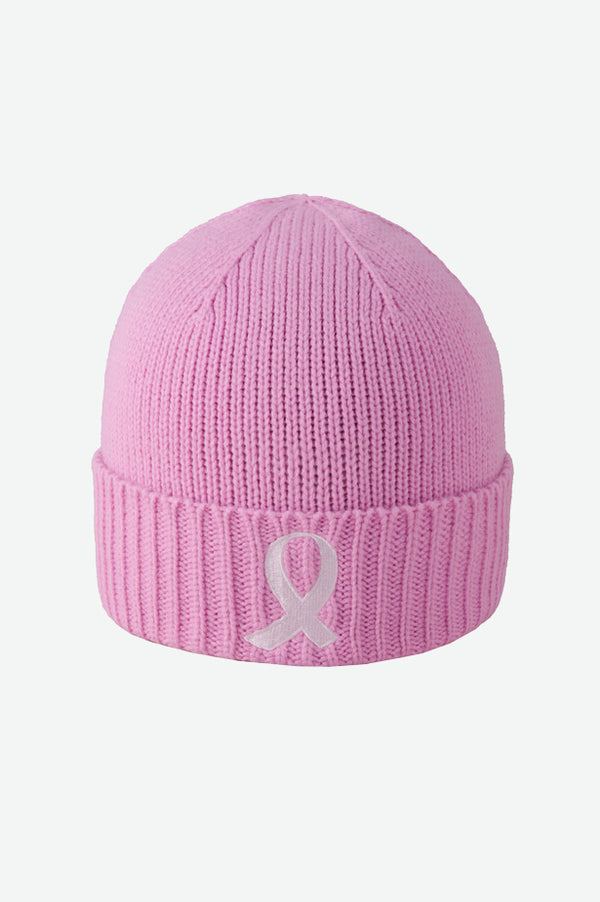 PINK RIBBON CHUNKY RIBBED CUFF BEANIE