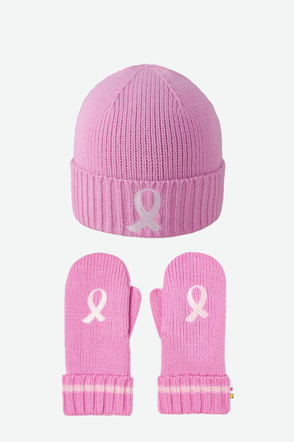 PINK RIBBON BEANIE & MITT SET
