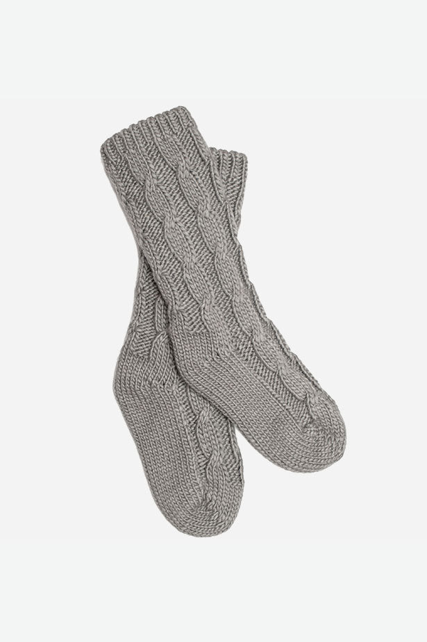 Cable Knit Reading Sock - Grey